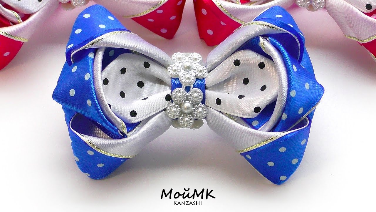 Нарядные бантики Канзаши МК DIY Hair Bows tutorial МойМК