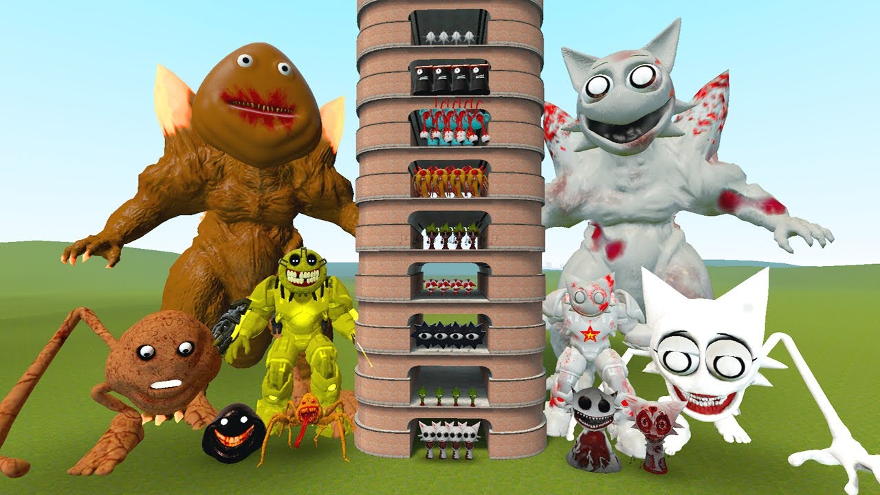 TALLGRASS LITTLE TO BIG ALL POU KILLER FAMILY VS ALL WENDA SPRUNKI PHASES 1 - 10 in GMod!