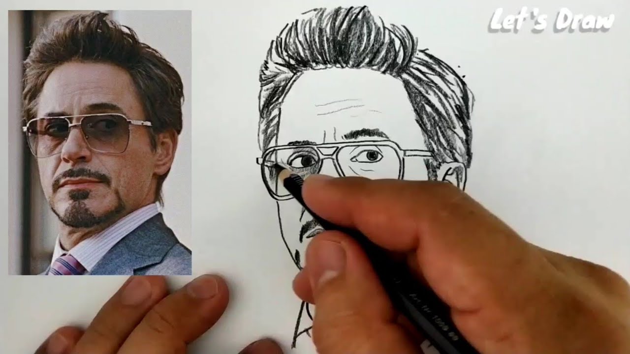 ASMR DRAWING hero tony stark ironman from avengers marvel / drawing ironman