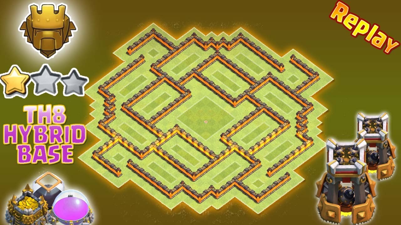 NEW! Clash of Clans Th8 BEST Hybrid BASE, FARMING & Trophy Pushing Base 2016 With REPLAYS! PROOF