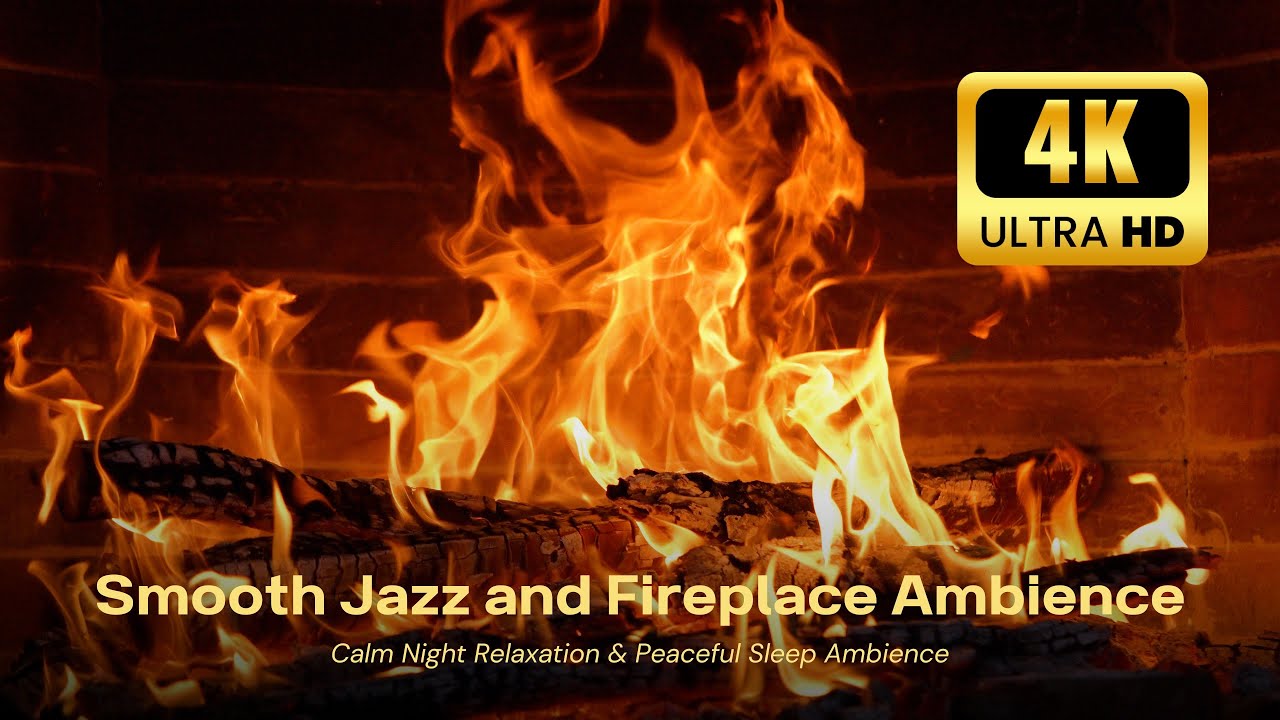 🔥 Calm Winter Ember Cabin with Natural Fire Sounds and Smooth Piano Background for Relax 4K
