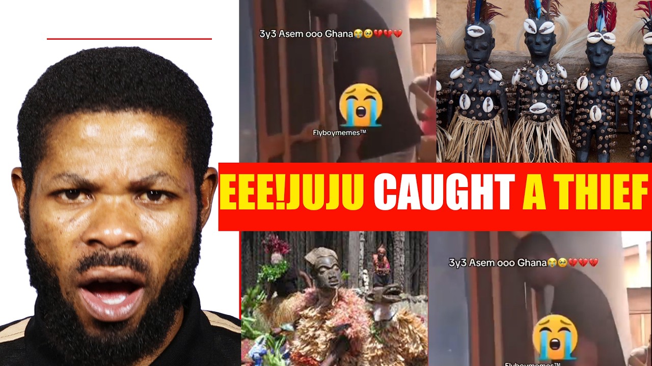 Shocking! 😮 Juju catch thief and Freeze him at Door till neighbours came around.🔥Powers dey Ghana oo