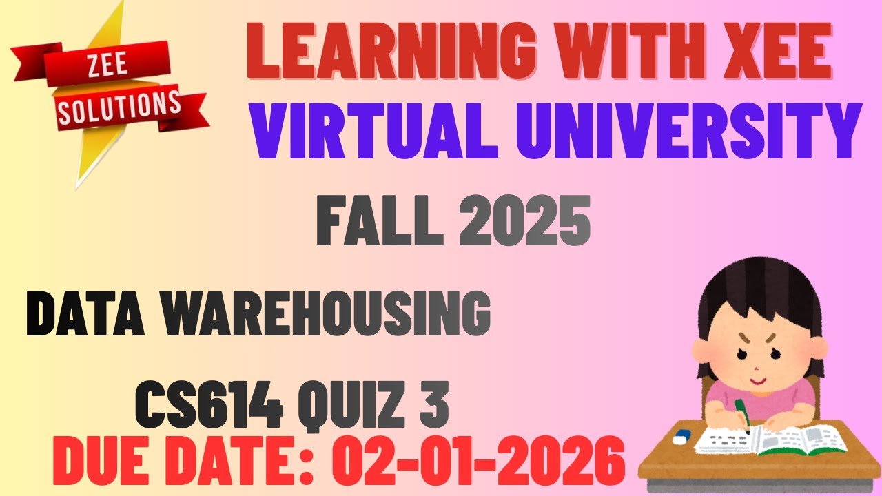 CS614 Data Warehousing Quiz 3 Fall 2025 Virtual University of Pakistan