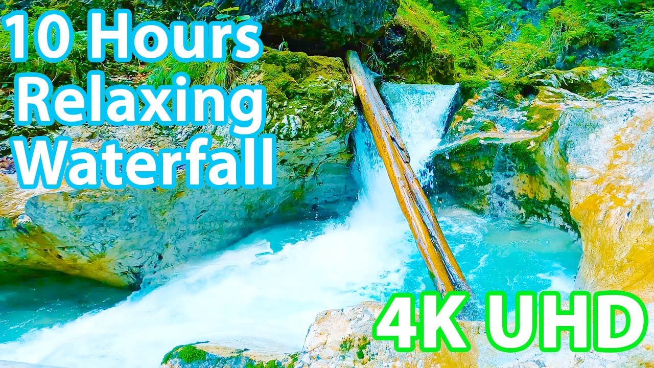 Безмятежный расслабляющий водопад 10 часов в 4K UHD! Наслаждайтесь прекрасным голубым водопадом для
