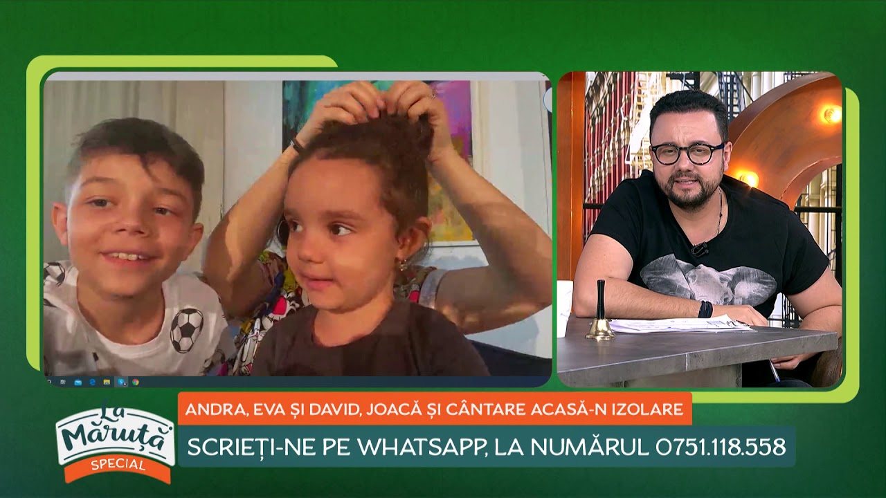 La Măruță: Andra, Eva și David, joacă și cântare acasă-n izolare