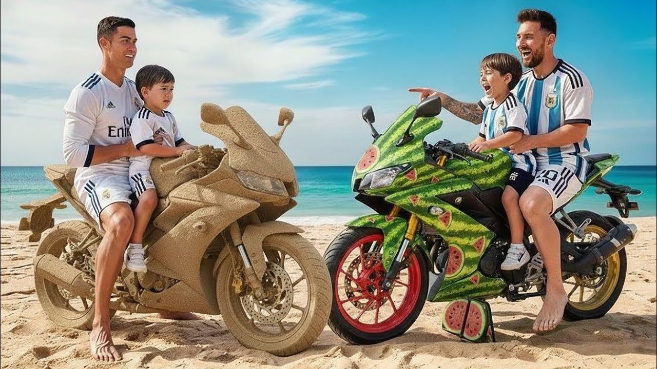 Sand bike vs watermelon bike 😂