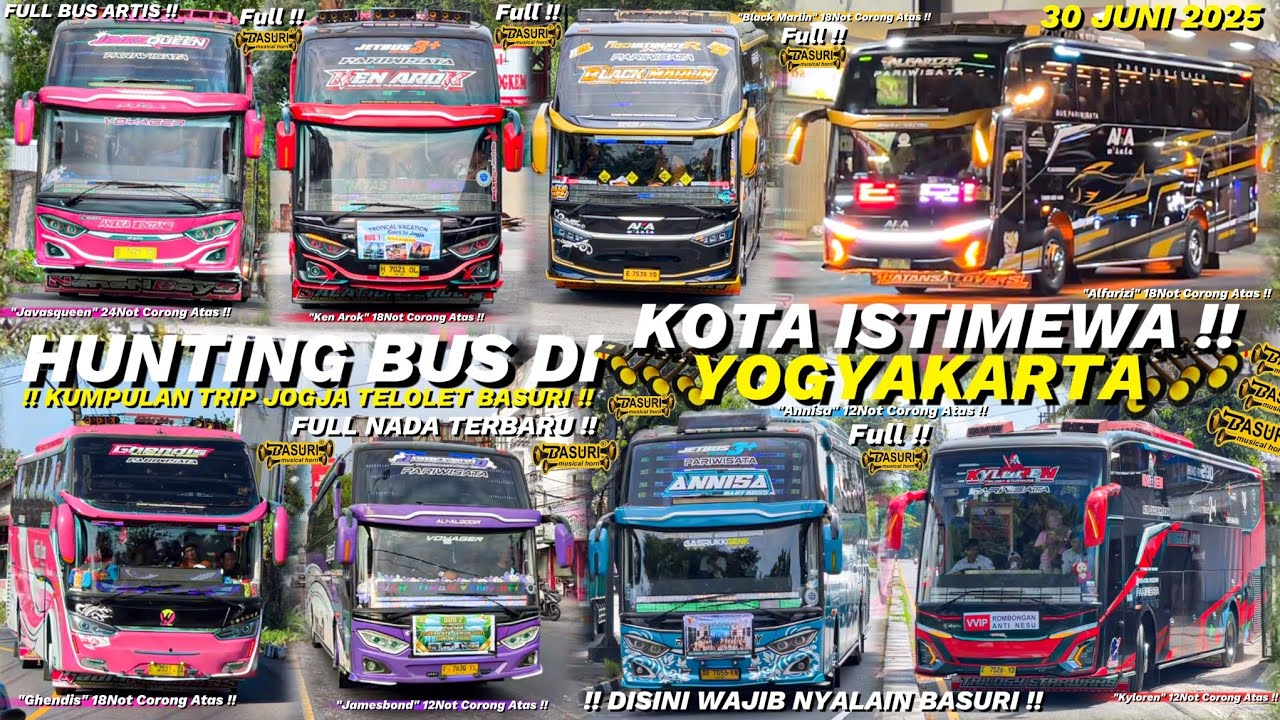 HEBOH‼️KUMPULAN BUS TELOLET TRIP MANIA DI JOGJA 🤩💃 BANYAK ARTIS BUS!! FULL BASURI CORONG ATAS🥳🤯