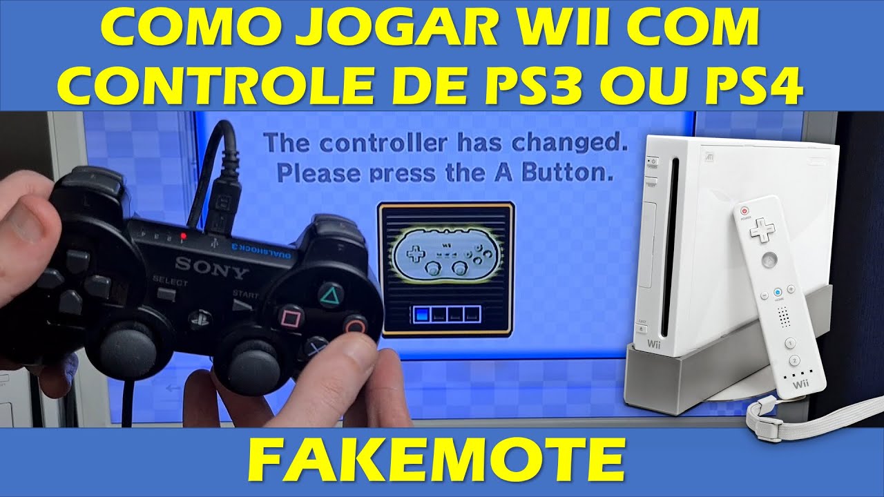 WII - COMO JOGAR JOGOS DE WII USANDO CONTROLE DE PS3 OU PS4 - TUTORIAL COMPLETO FAKEMOTE