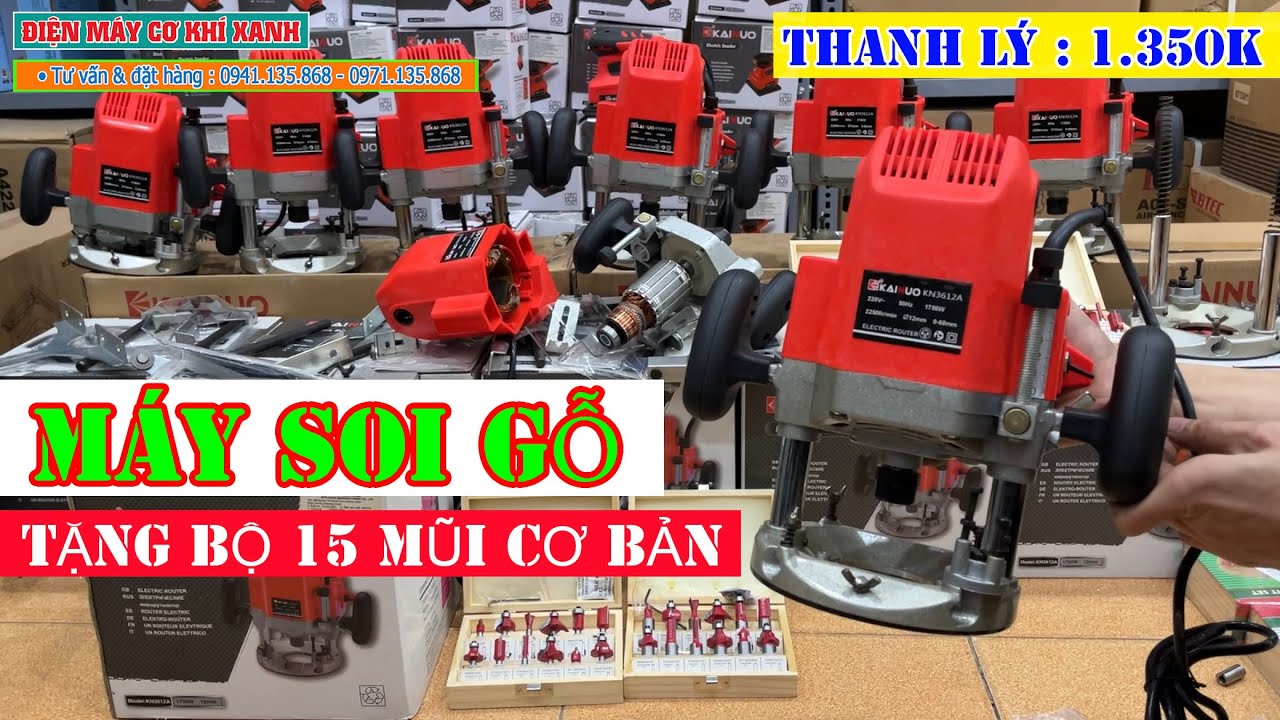 Máy Phay Gỗ, Máy Soi Mộng Cầm Tay KAINUO | Tặng Bộ 15 Mũi