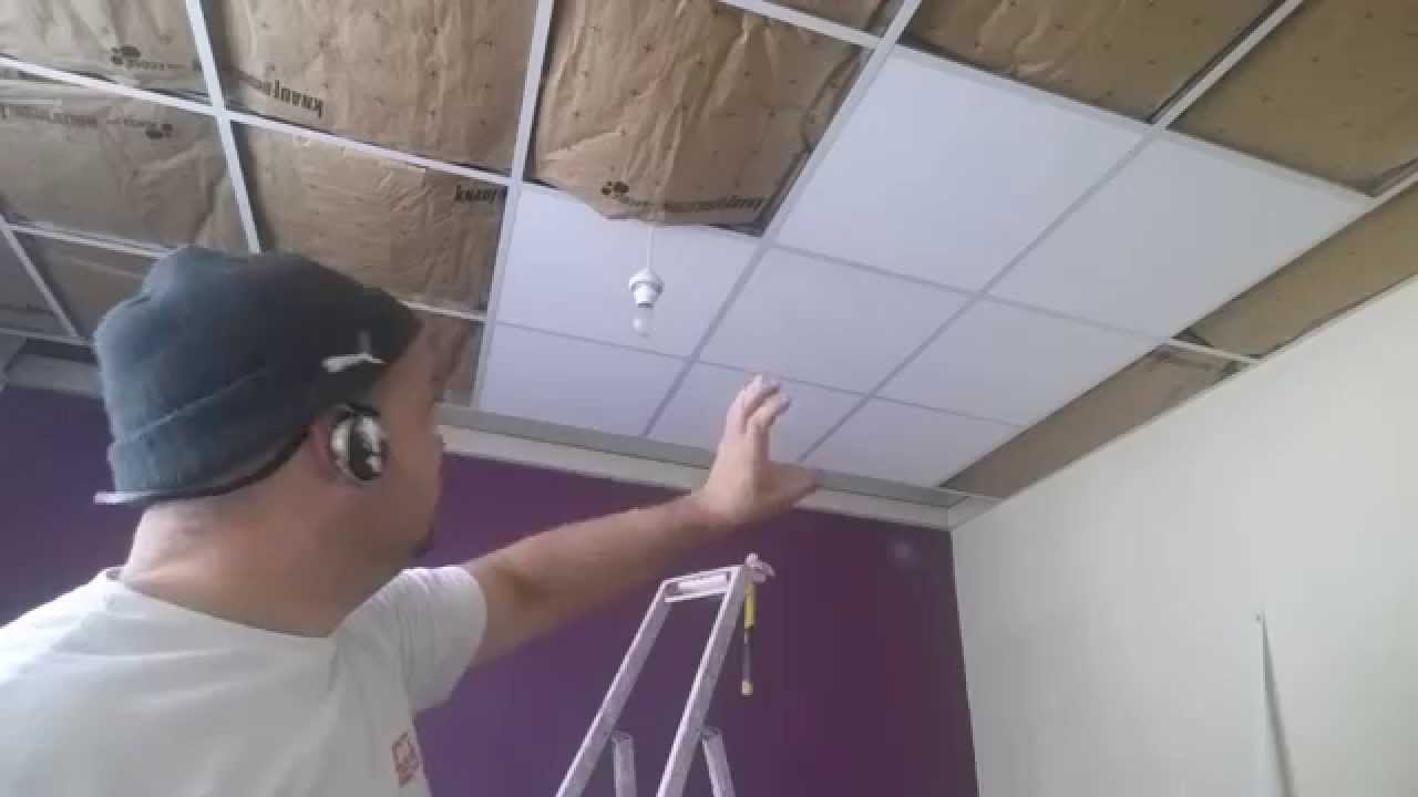 ⏩ faux plafond suspendu, la pose des dalle îlot centrale !