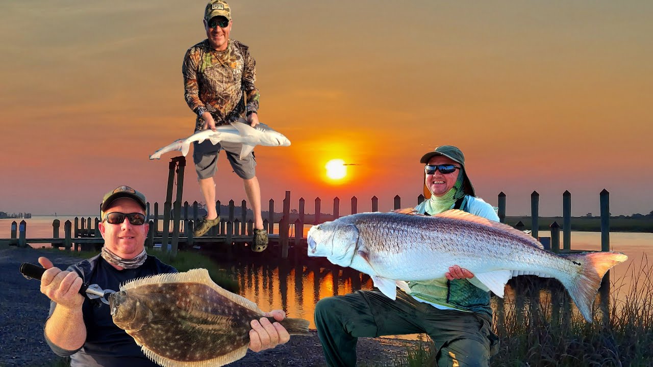Fishing the Chesapeake Bay CBBT for HUGE Redfish and BIG Flounder Part One