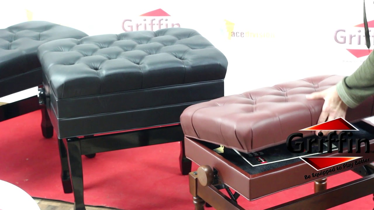 Genuine Leather Adjustable Piano Bench By Griffin Product Demonstration Model APRL103 BL