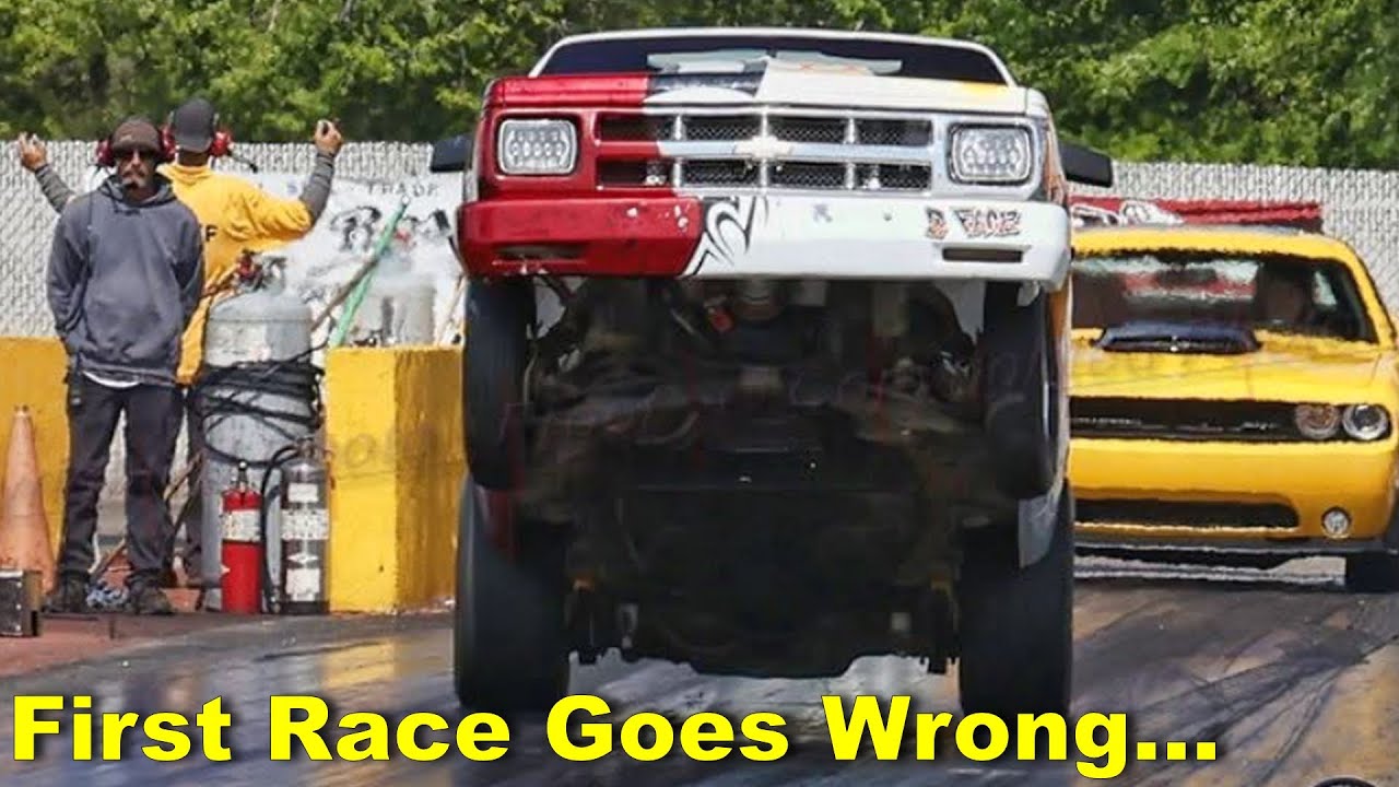 lapeer international dragway testing goes wrong, huge wheelie puts us on the trailer...