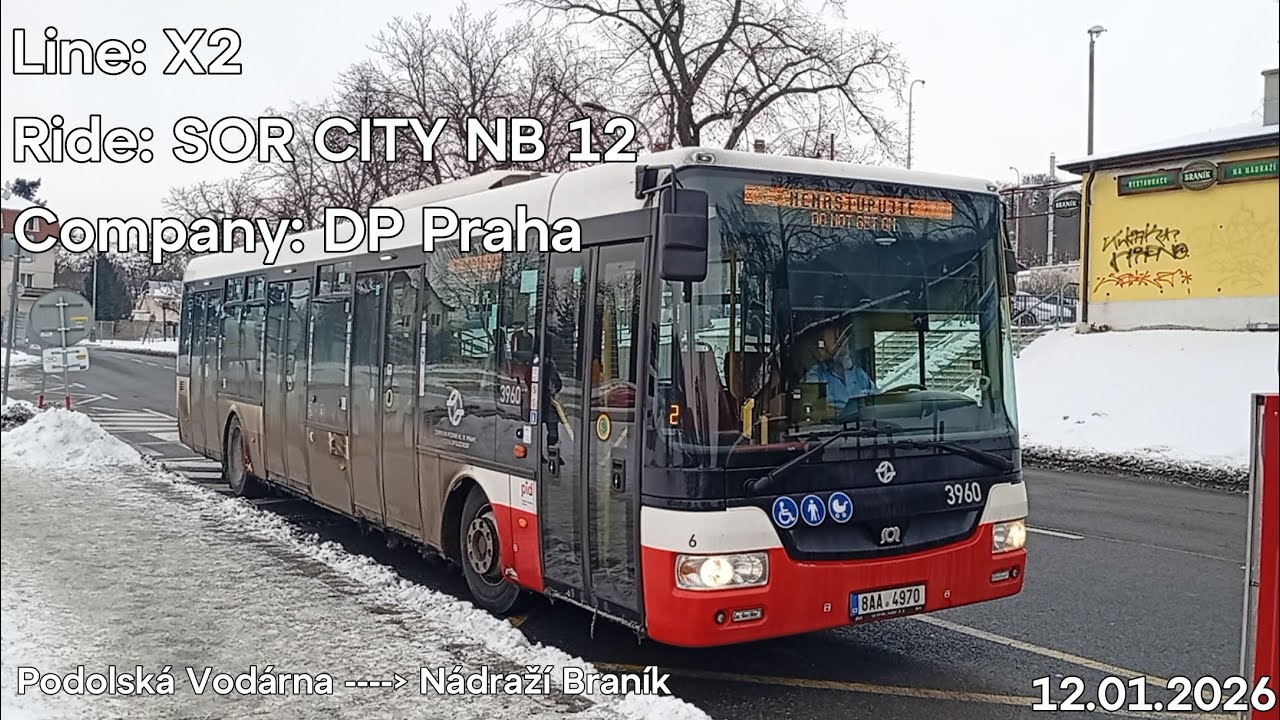 Line: X2 Ride: SOR CITY NB 12 Company: DP Praha to Nádraží Braník 