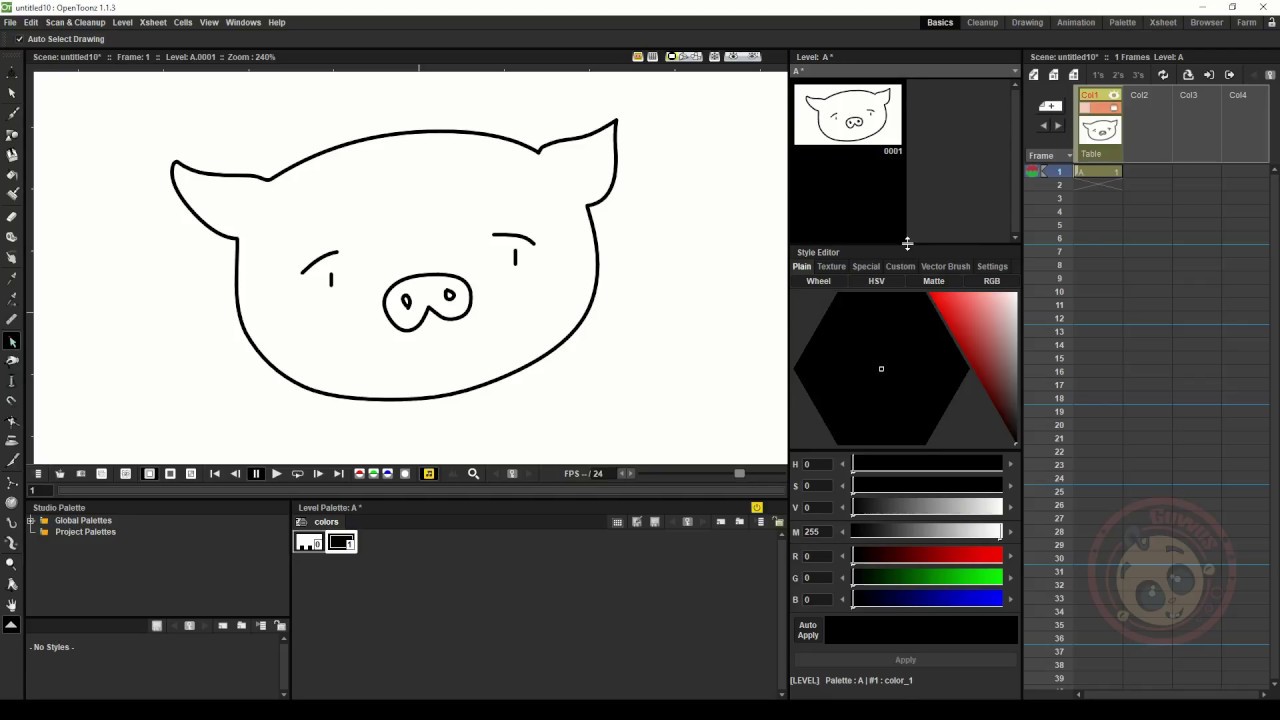 Cómo animar la rotación de una cabeza en Open Toonz