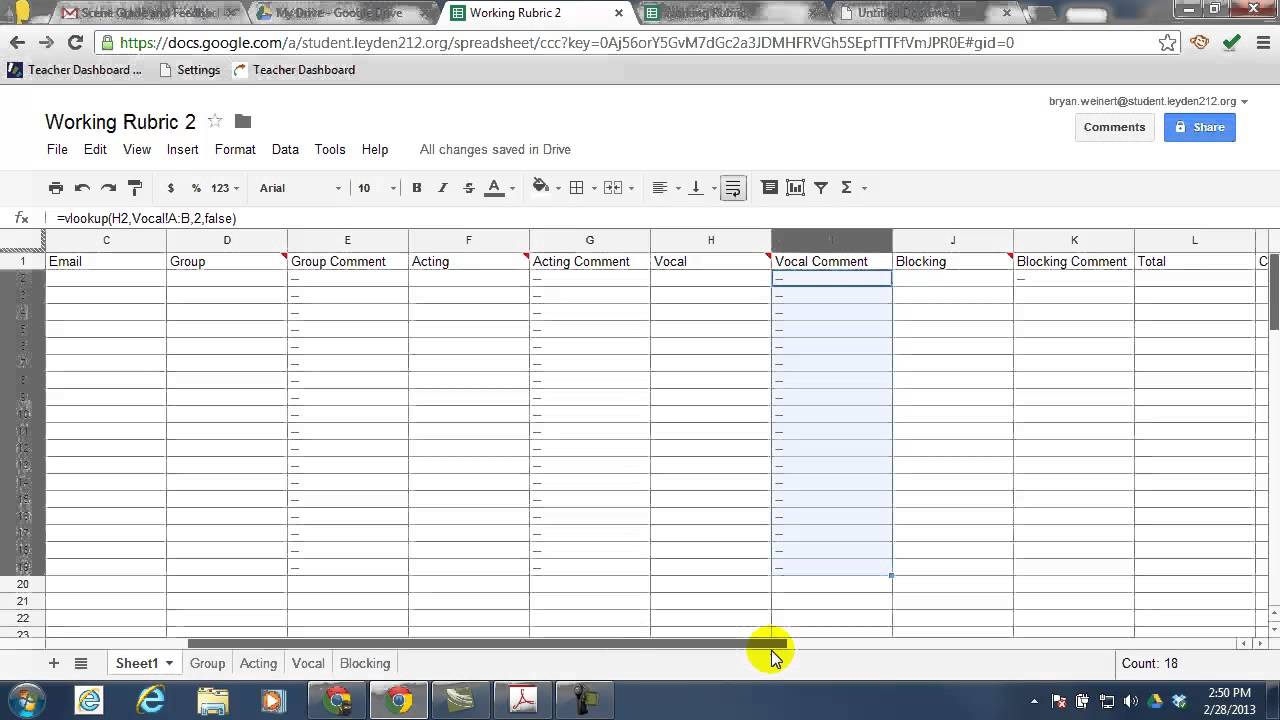 Using Google Spreadsheets to Create Working Rubrics