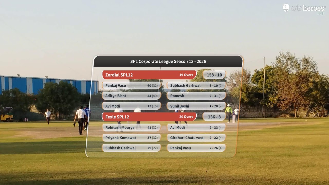 Zordial SPL12 vs Fexle SPL12 live cricket match | SPL Corporate League Season 12 - 2026 live - Vina