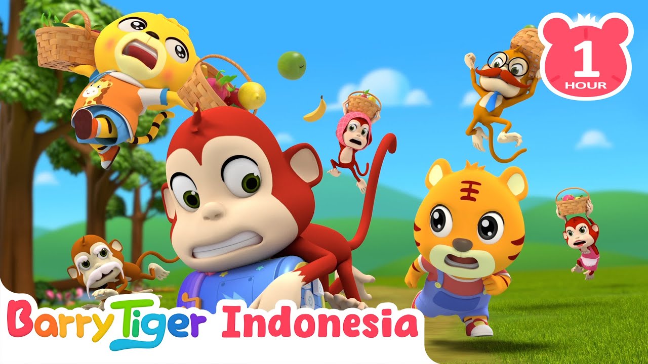 Lima Monyet Kecil | Lagu Hewan & Lagu Anak | Kartun & Video Anak | BarryTiger BabyTiger