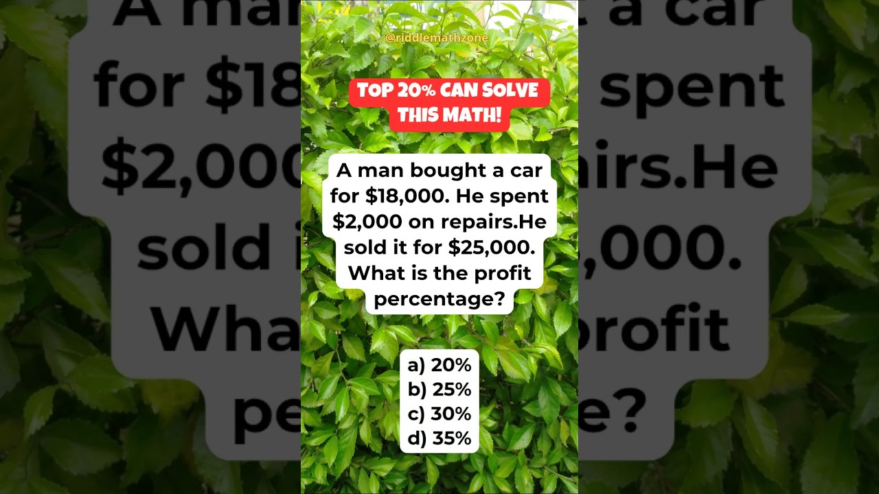 What is the profit percentage? #maths #shorts