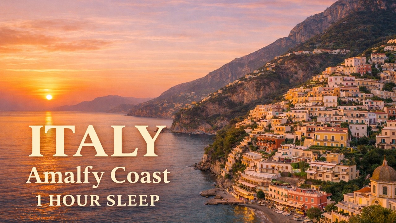Amalfi Coast Sunset Meditation 🇮🇹 1 Hour Relaxing Piano Sleep Music (4K)