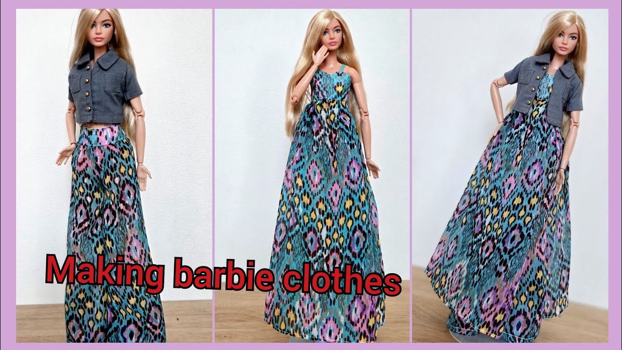 How to make barbie doll clothes .인형옷만들기.쉬폰바지와드레스만들기