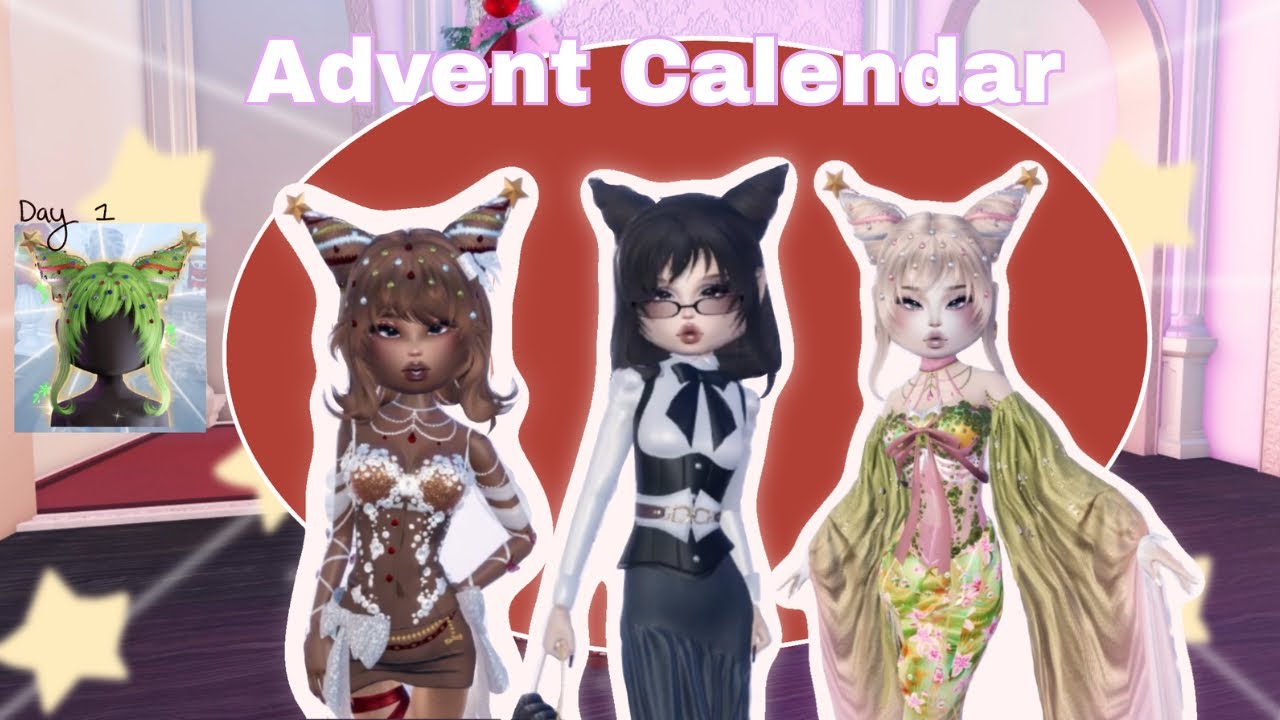 Using the new advent calendar hair every round in Dress To Impress (Roblox)