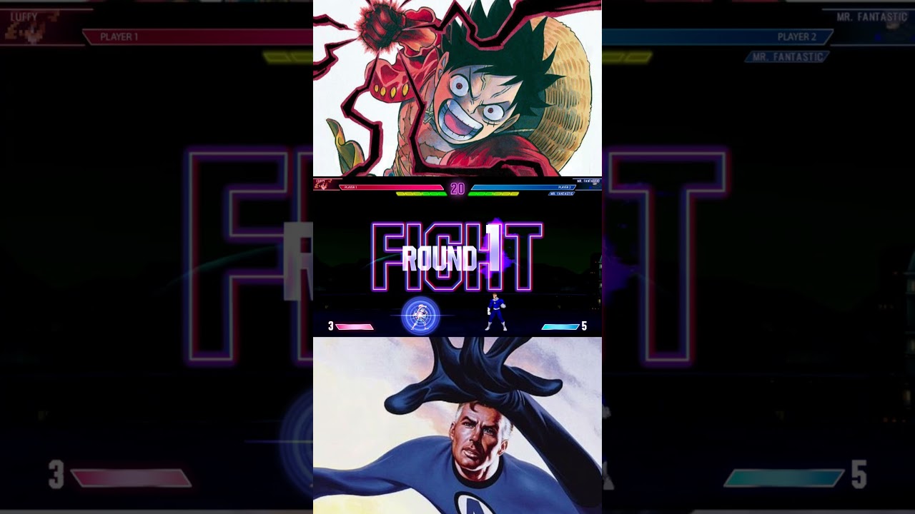 Luffy VS Mr.Fantastic!Battle between beasts! #luffy#mrfantastic #anime #onepiece #marvelcomics#mugen