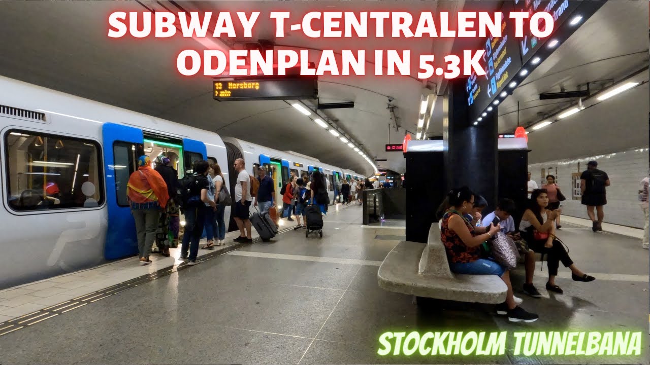 Stockholm Subway (Tunnelbana) T-Centralen to Odenplan with the new Train. In 5.3 K