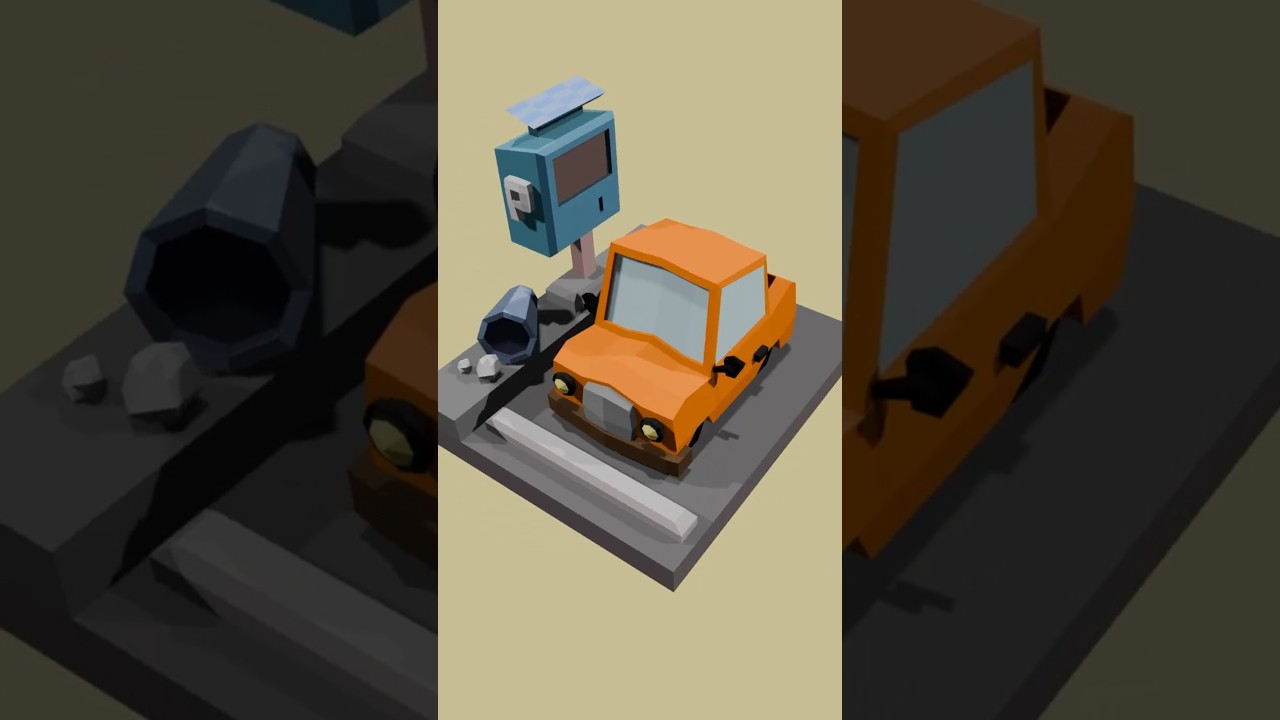 [3D Model] Low-poly car in parking lot
