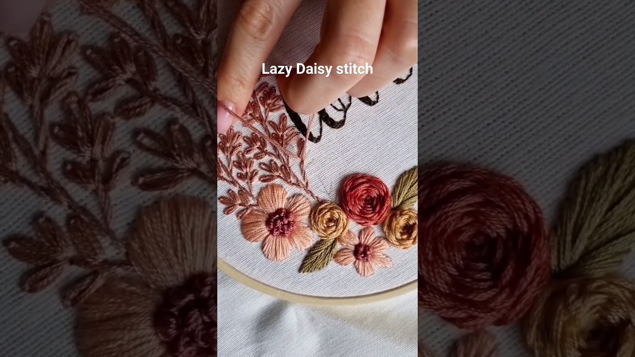 Quick Lazy Daisy stitch tutorial#stitch #embroidery #handembroidery #embroiderydesign #art #handmade