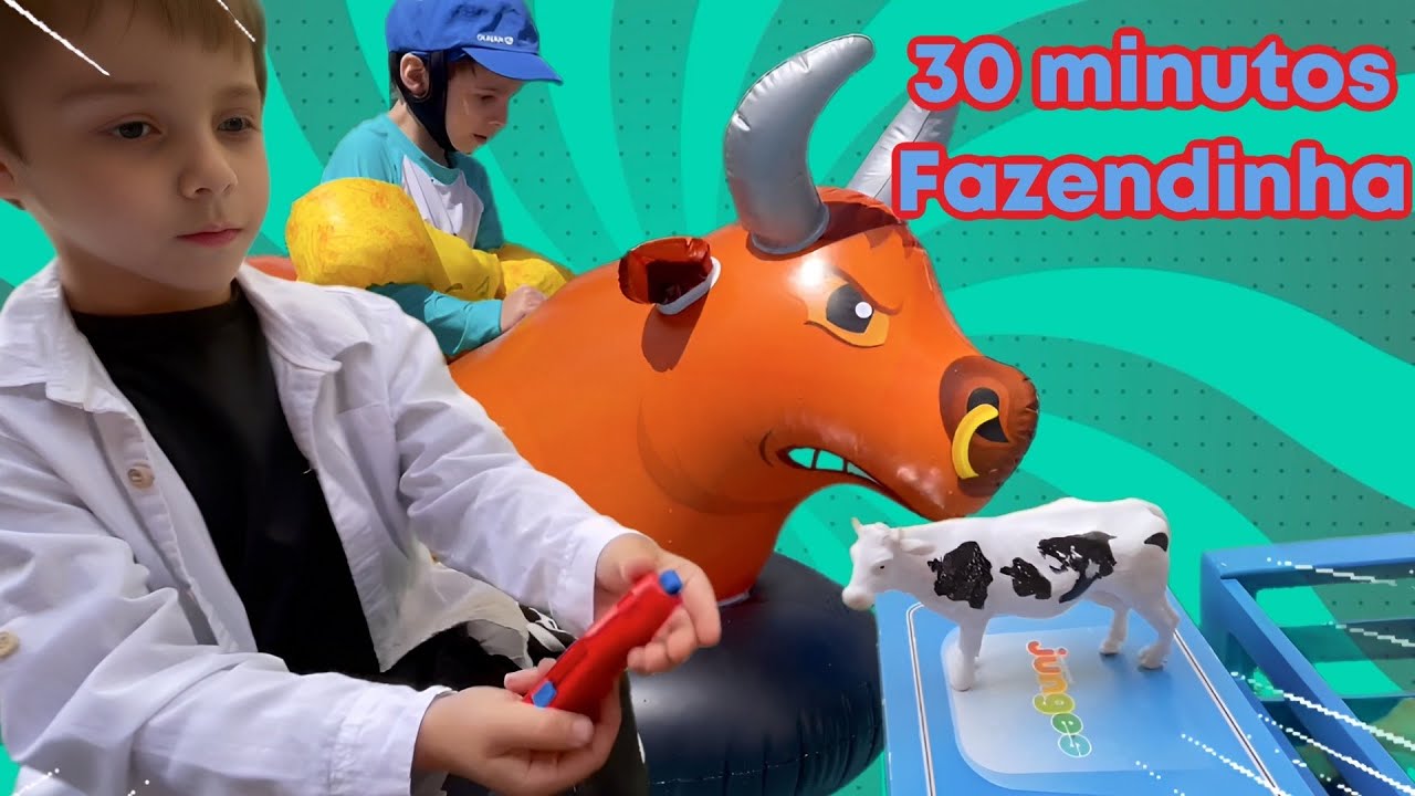 conheça a fazendinha de brinquedo | historia dosanimais da fazenda | cavalo vaca boi horse cow farm