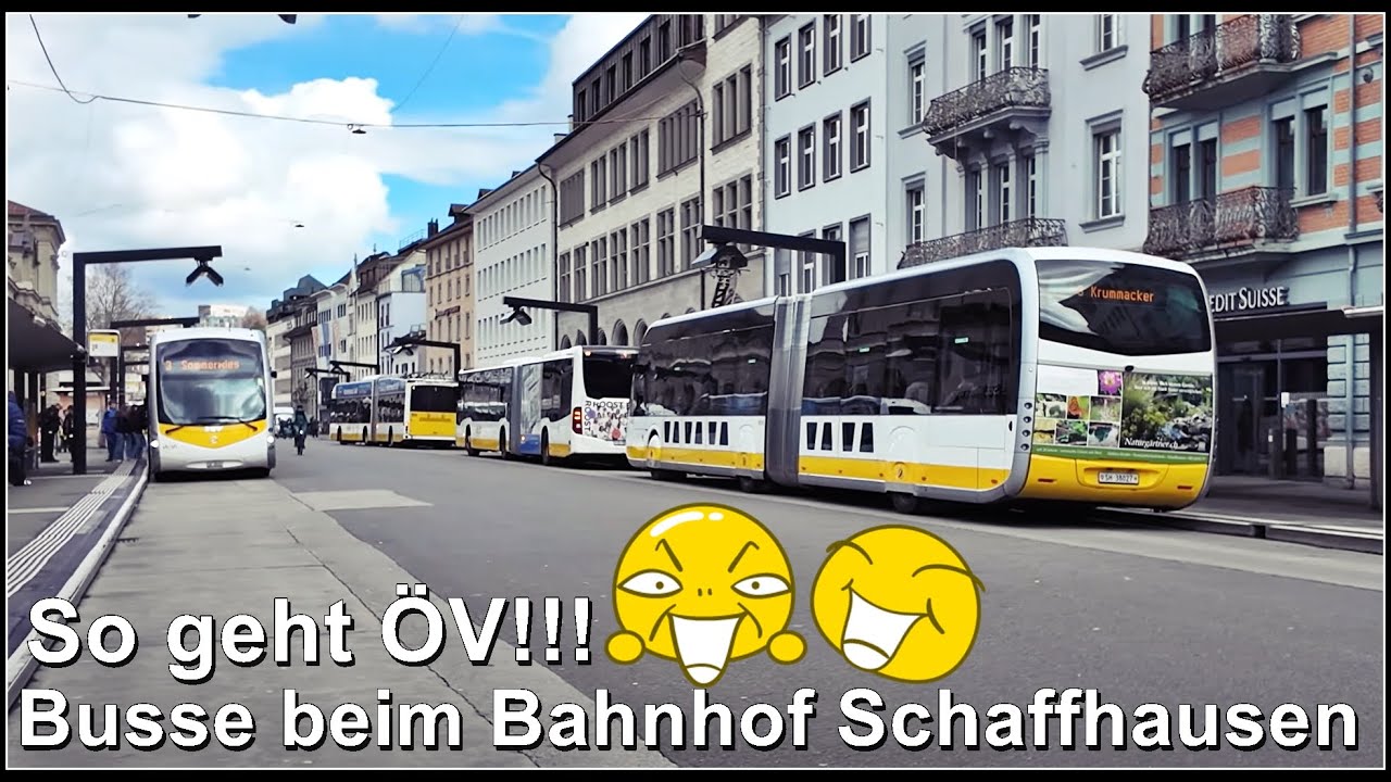 So geht ÖV! Sehr viele Busse beim Bahnhof Schaffhausen