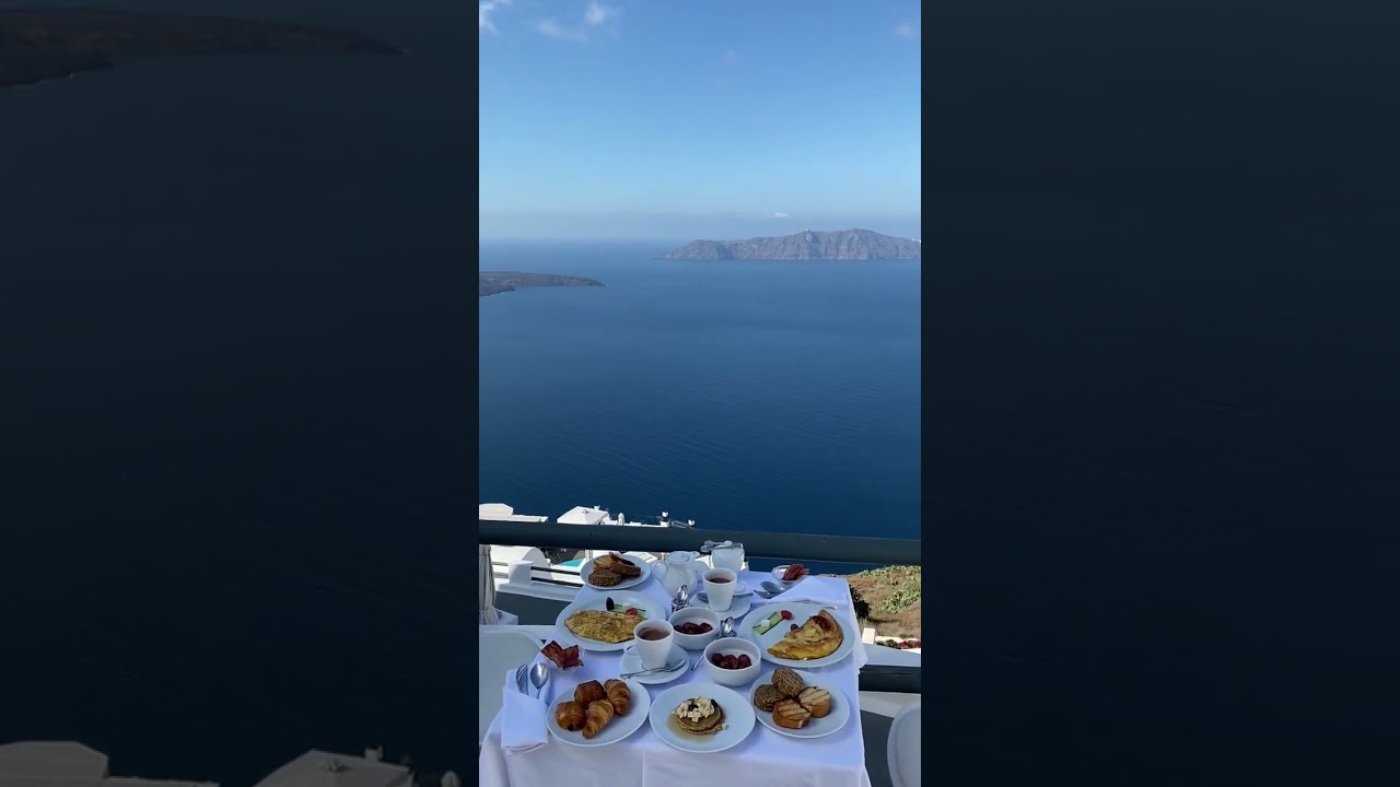 Sun Rocks Hotel Breakfast Views #santorini #santoriniisland #hotels #greece #breakfast #food #foodie