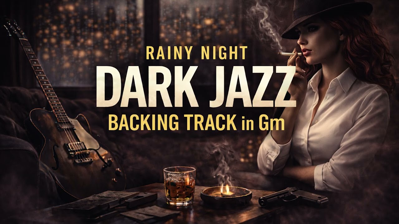 Rainy Night Dark Jazz Backing Track in G Minor | Noir Cinematic Jam (Gm)