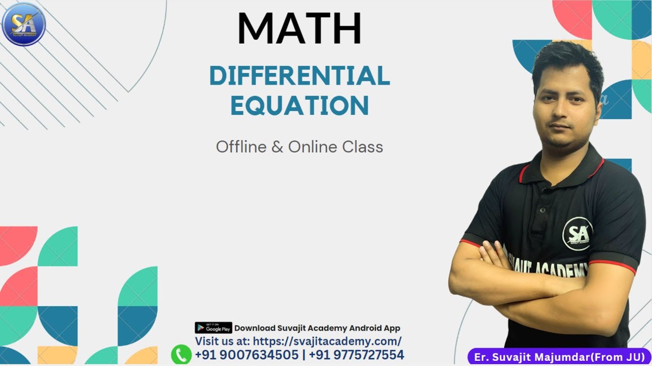 MATH Differential Equation | Offline Online Class | WBJEE | JEE | JELET | Suvajit Academy Jadavpur