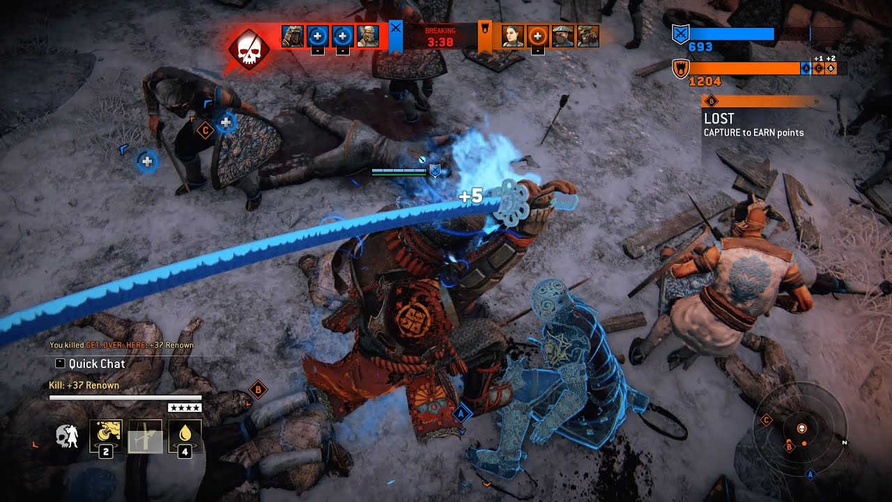 [For Honor] Multiplayer 4V4 Samurai Faction Orochi Gameplay