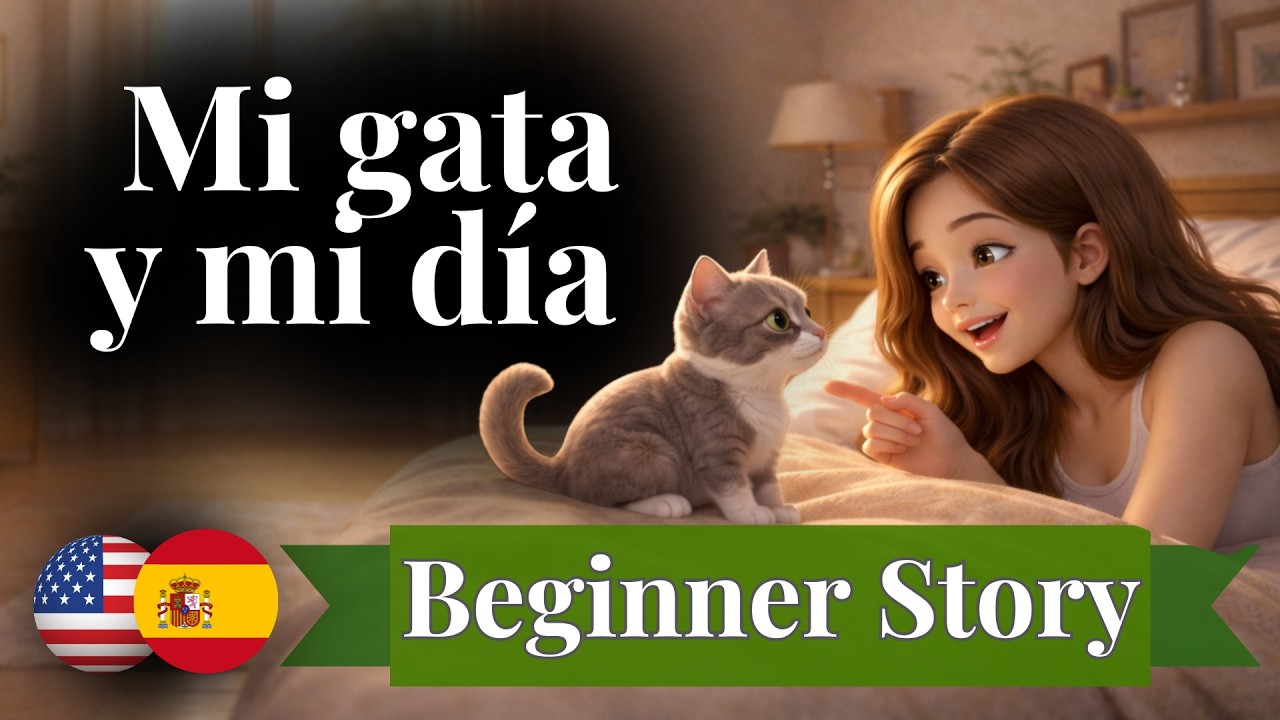 Start Learning Spanish with a Simple Story (A1-A2) My Cat & My Day | Simple Present Tense