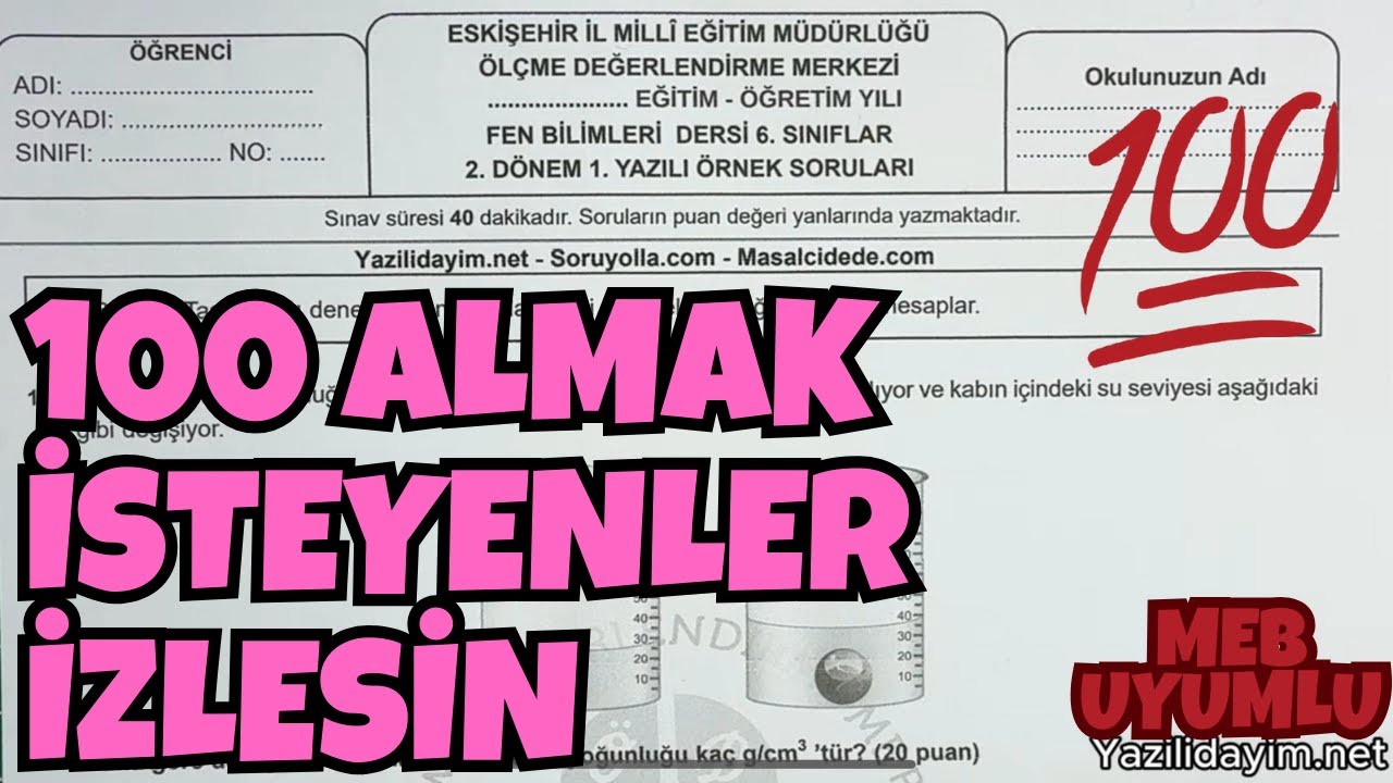 6.Sınıf Fen Bilimleri 2.Dönem 1.Yazılı