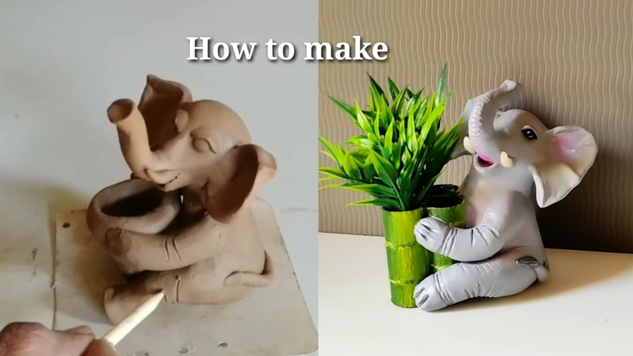 Diy clay elephant | elephant stand kaise banaen | clay elephant |