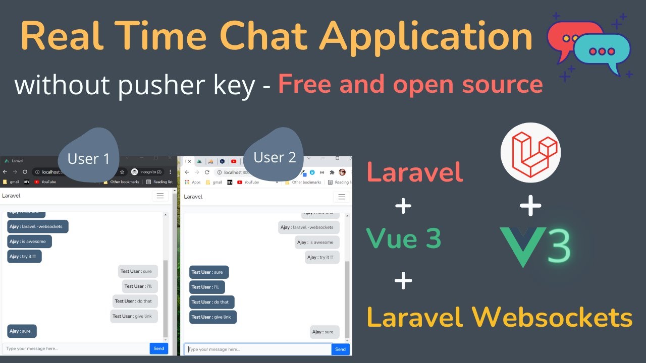 Laravel Real Time Chat Application | Vue 3 Laravel Real-Time Chat | Laravel Broadcasting |HINDI