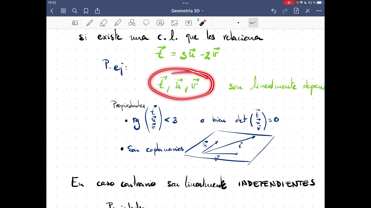Dependencia e independencia lineal de vectores. Vectores coplanarios y vectores de base
