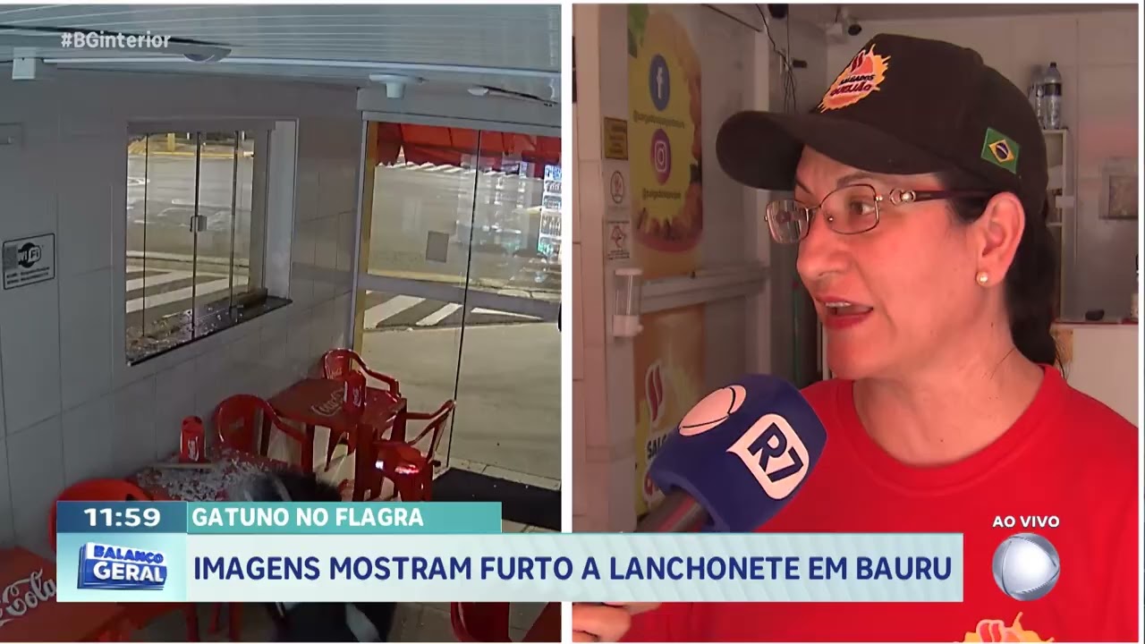 Imagens mostram furto a lanchonete em Bauru