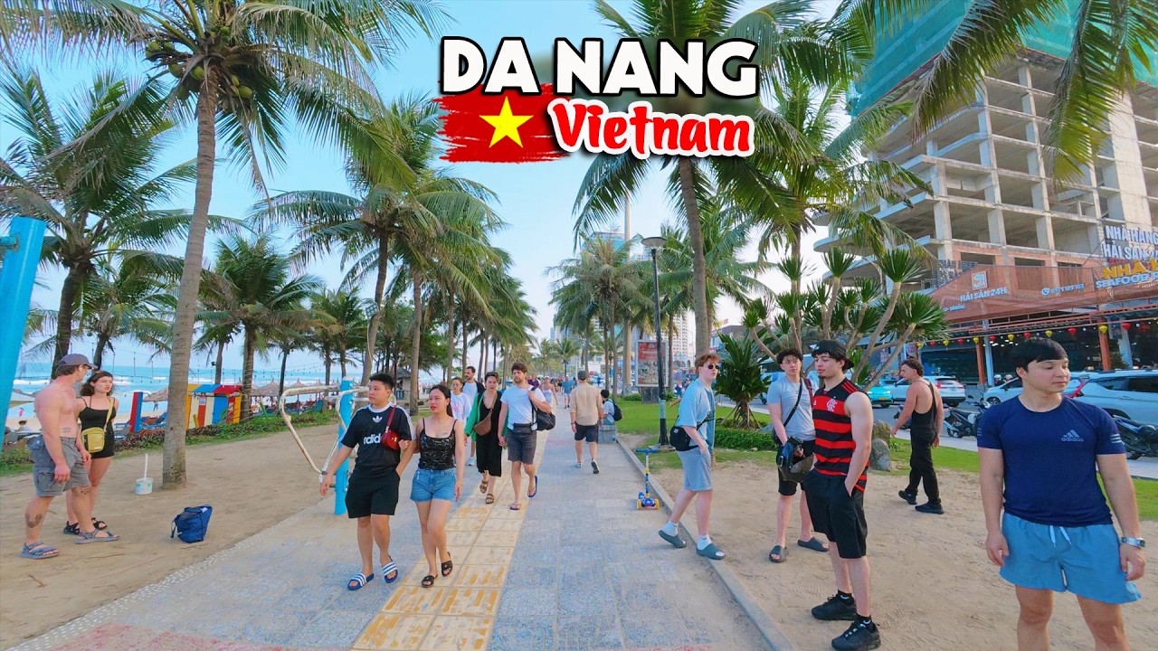 (4K) My Khe Beach Walking Tour - The Most Famous & Beautiful Beach in Da Nang Vietnam