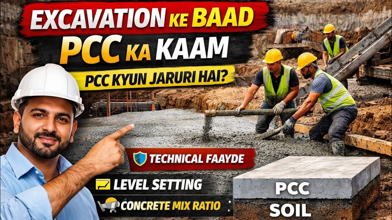 Excavation Ke Baad PCC Ka Kaam Kaise Kare?PCC Kyu Jaruri Hai |PCC Level & Ratio High Rise Foundation