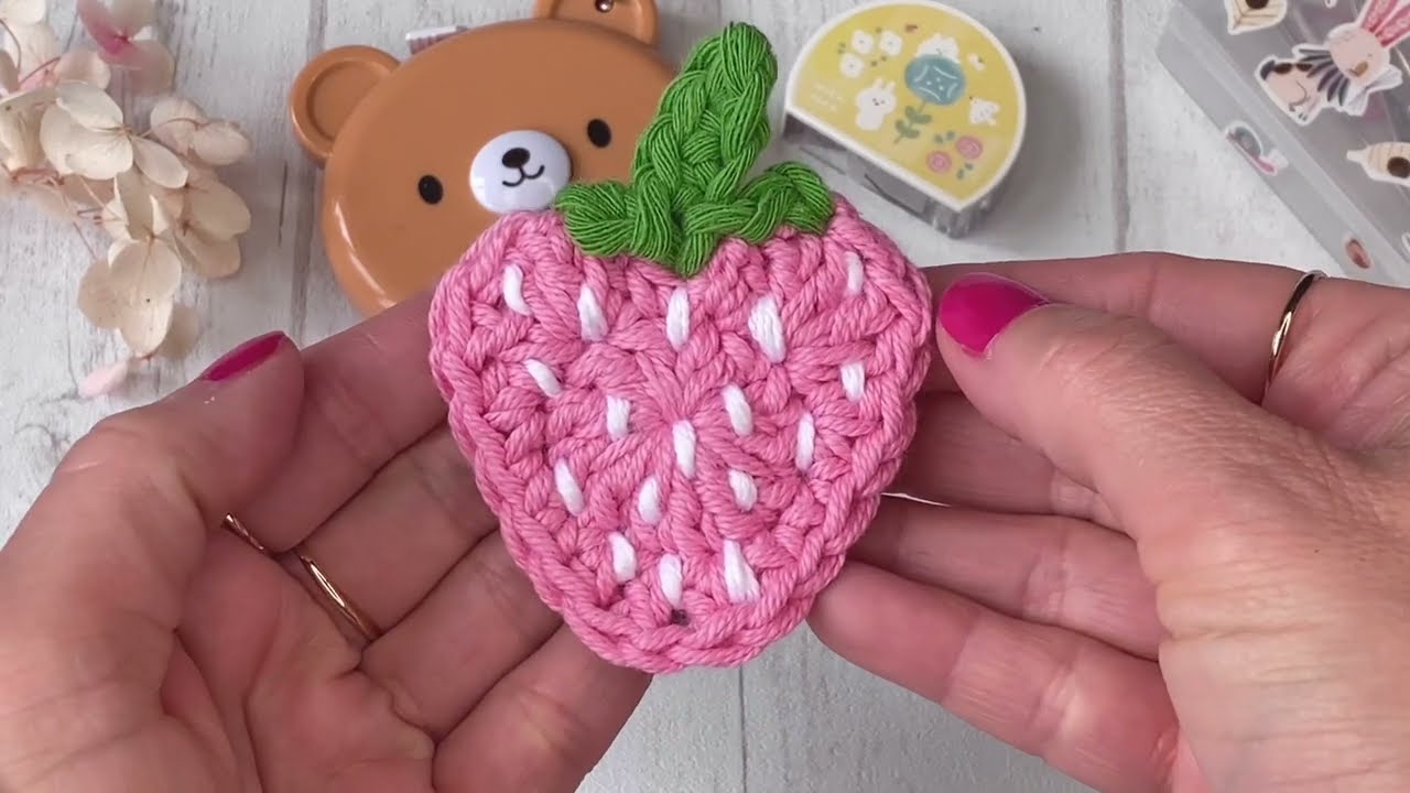 Easy Crochet Strawberry Applique Tutorial