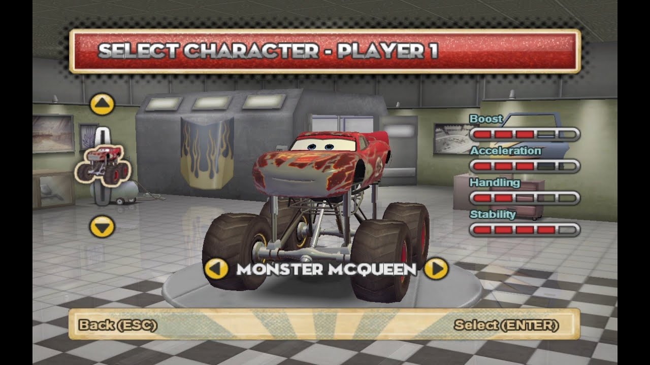 Cars Mater-National PC - Monster McQueen Gameplay