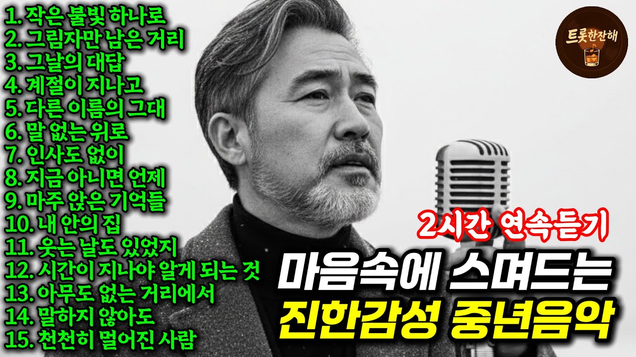 잠잘 때 듣기 좋은 중년 감성 트로트｜지친 마음에 스며드는 진한 위로 노래 2시간 연속듣기