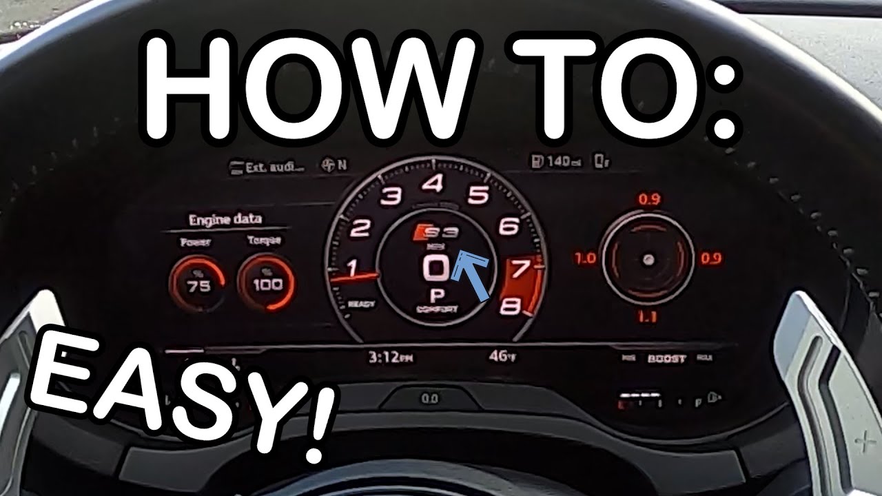AUDI 8V A3/S3: Как включить спортивные дисплеи в виртуальной приборной панели Audi!