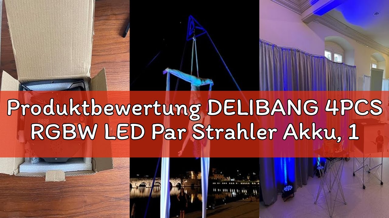 Produktbewertung DELIBANG 4PCS RGBW LED Par Strahler Akku, 12 LED Bühnenlicht Wiederaufladbar mit Fe
