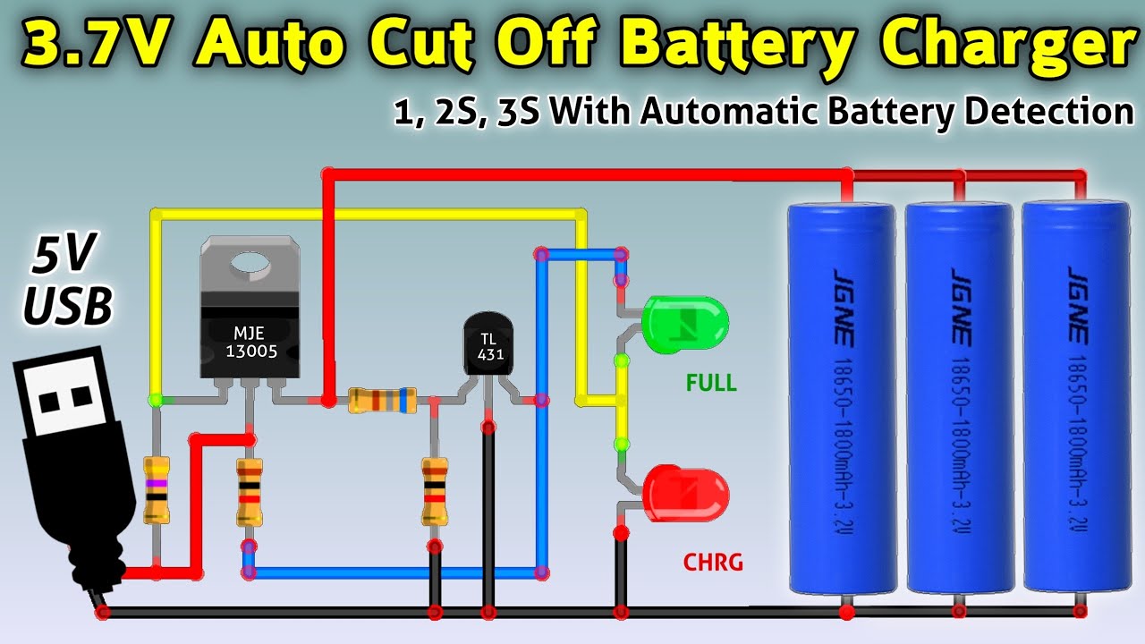 Smart 3.7v Auto cut off Battery Charger 1S, 2S, 3S Adjustable